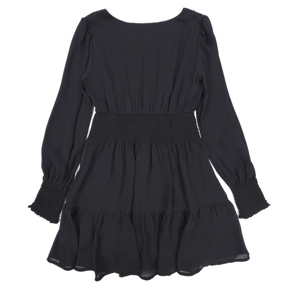 NEW Abercrombie Long-Sleeve Smocked Waist Mini Dress Cottagecore Boho Whimsigoth - Picture 5 of 7